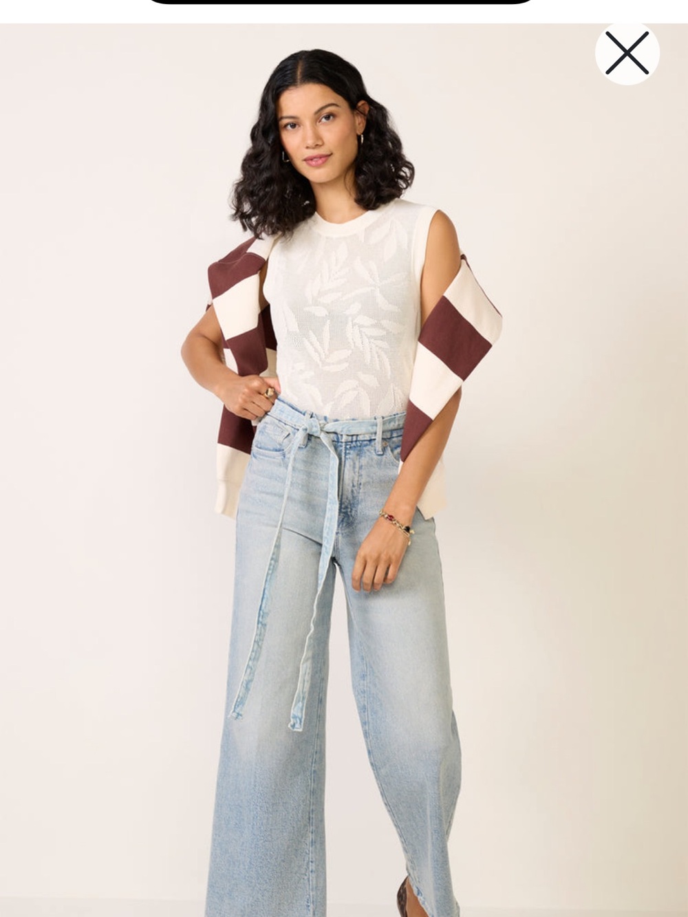 Good American Good Waist Palazzo Crop Jean Light Wash Wide Leg Women’s Jeans